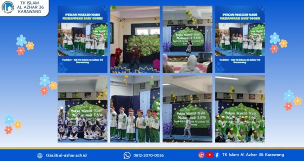 Murid TK Islam Al Azhar 36 Karawang tampil dalam kegiatan Maulid Nabi Muhammad SAW.
