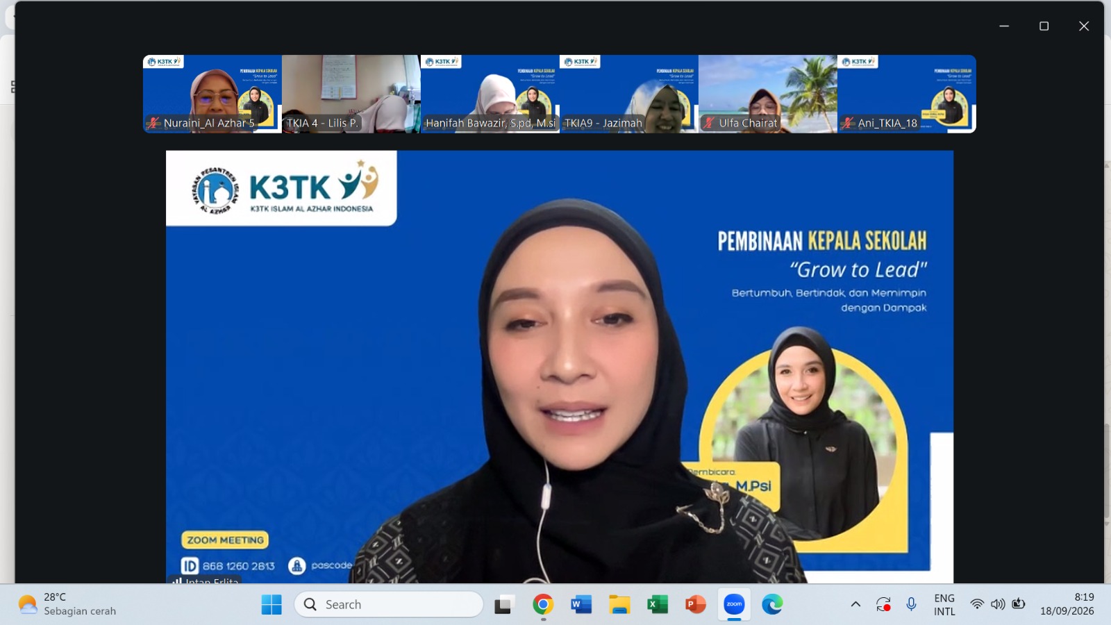 Pembinaan Kepala Sekolah K3TK Islam Al Azhar Indonesia bertajuk “Grow to Lead: Bertumbuh, Bertindak dan Memimpin dengan Dampak” bersama Intan Erlita, M.Psi., sebagai upaya membangun kepemimpinan sekolah yang terus bertumbuh dan memberikan dampak positif.